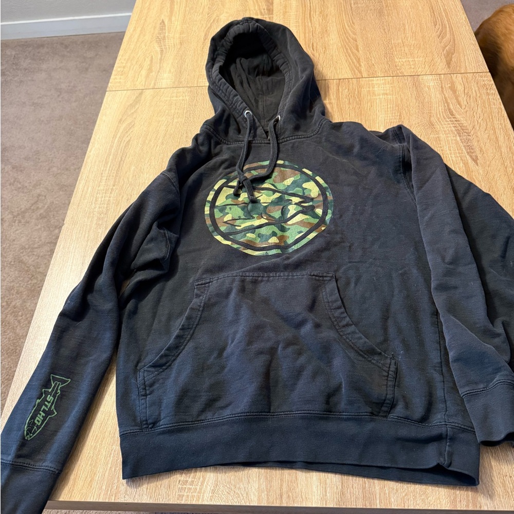 Black Hoodie with Camouflage Logo